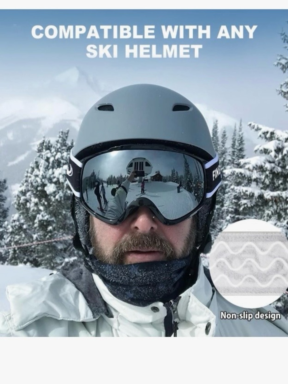 Ski Goggle Strap Cover - Gray Non-Slip Accessory